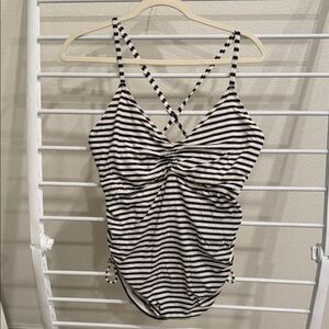Carve Designs Navy and White Striped Tankini